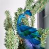 2Pcs Artificial Natural Feathered Peacocks with Long Tail Designs Christmas Tree Clip on Ornaments for Home Party Decor