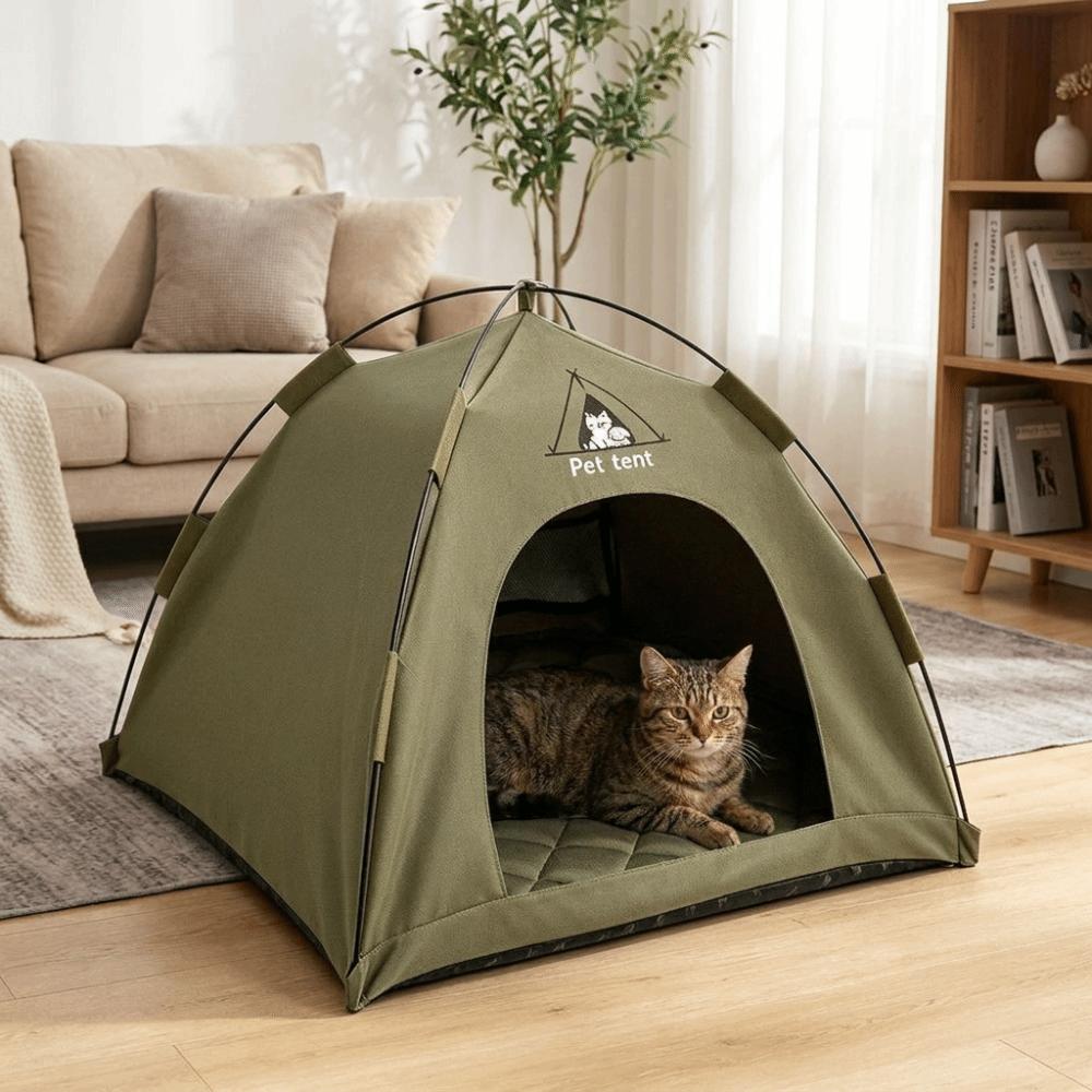 Pet Cage Breathable Pet Tent House Comfortable with Double-sided Mat Feral Cat Shelter Portable Folding Cat House Travel