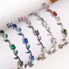 Colorful Trendy Charm Marquise Cut Cubic Zirconia Bracelets For Women CZ Leaf Bridal Wedding Party Jewelry Gift
