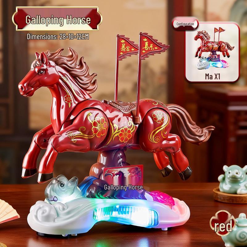 2026 Year of the Horse New Galloping Horse with Swallows: Electric Wheeled Toy with Lights and Music for Spring Festival