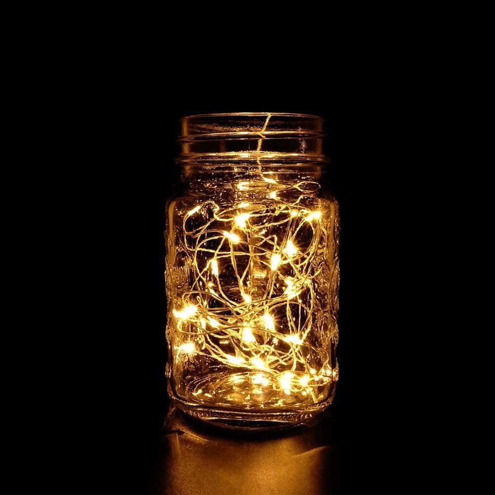 Solar Glass Jar Lid Lights 20 LED Fairy String Lights 6 Pcs Lid Lights with 6 Pcs Hangers for Outdoor Decoration No Jars