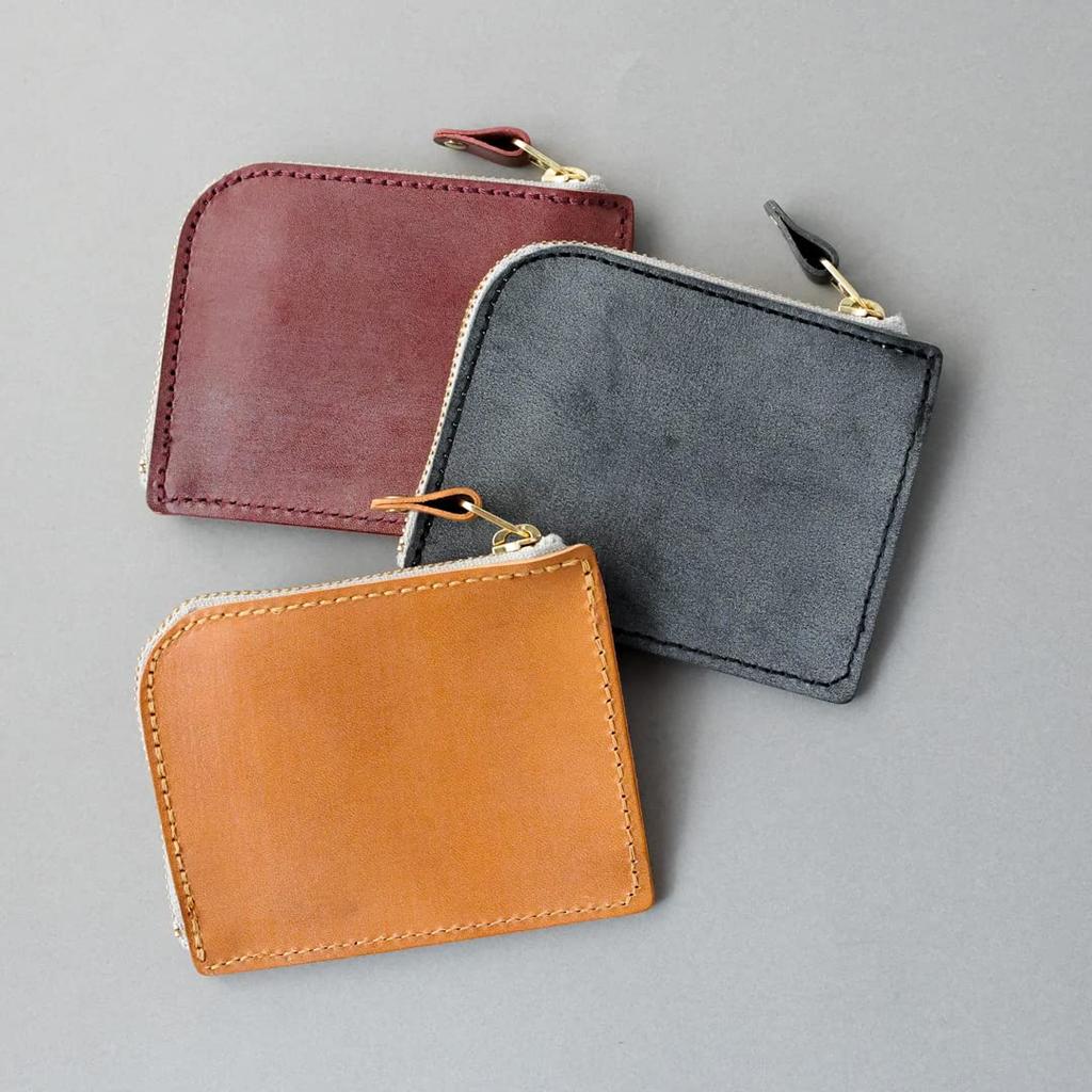 Vincent Crafted FARIA Mini Made In Japan with Japanese Bridle Leather and Compact and Slim for Men and Black Bloom 04 Wallet, L-Shaped Zipper, Women,