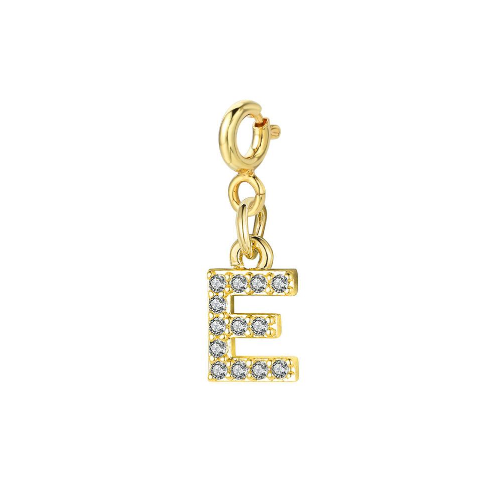 Trendy Gold Color Micro-inserts Zircon Alphabet Charm DIY Making Letter Pendant Necklace Bracelet Accessories Fashion Jewelry
