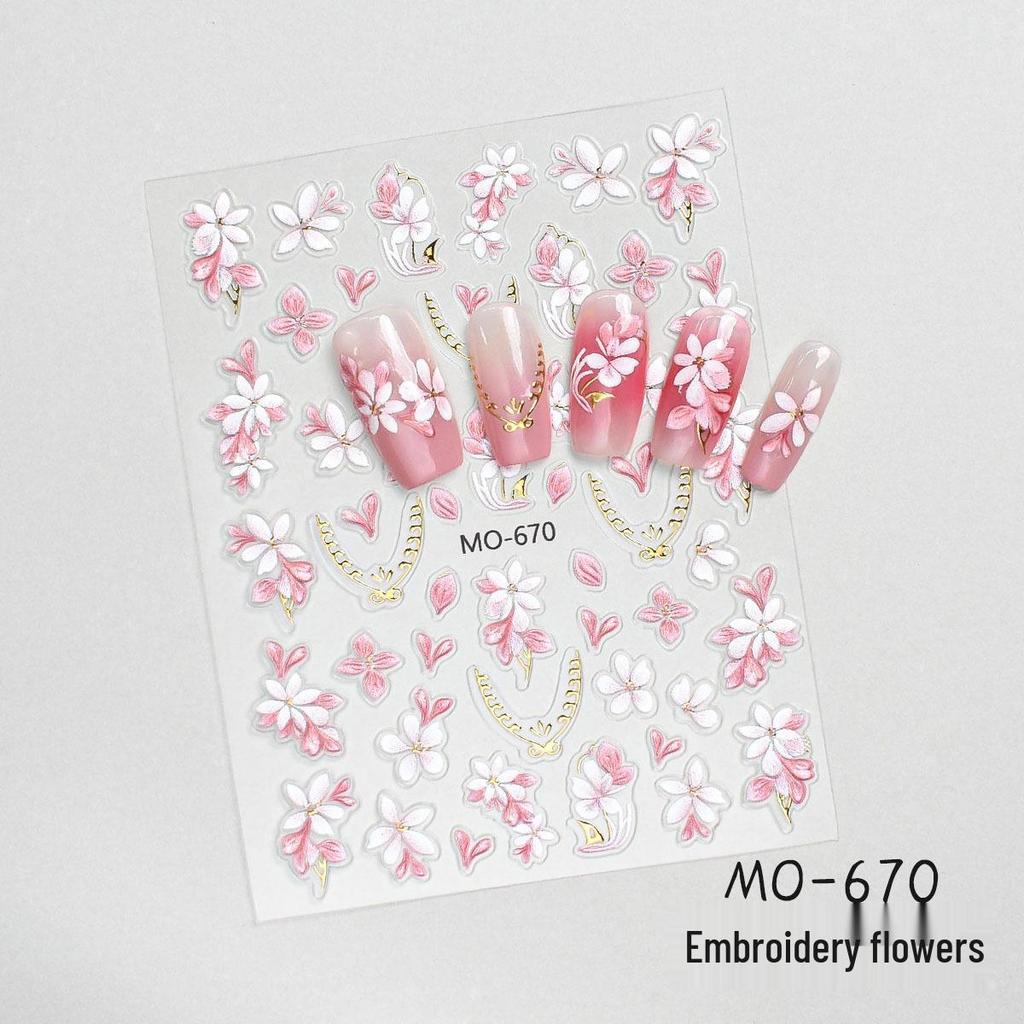 3D-geprägte Blumen- und Schmetterlings-Nagelsticker - DIY Trendige Nail Art Decals