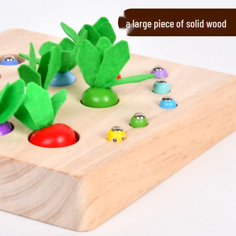 Magnetic Wooden Fishing & Carrot Game - Early Education Puzzle for Hand-Eye Coordination