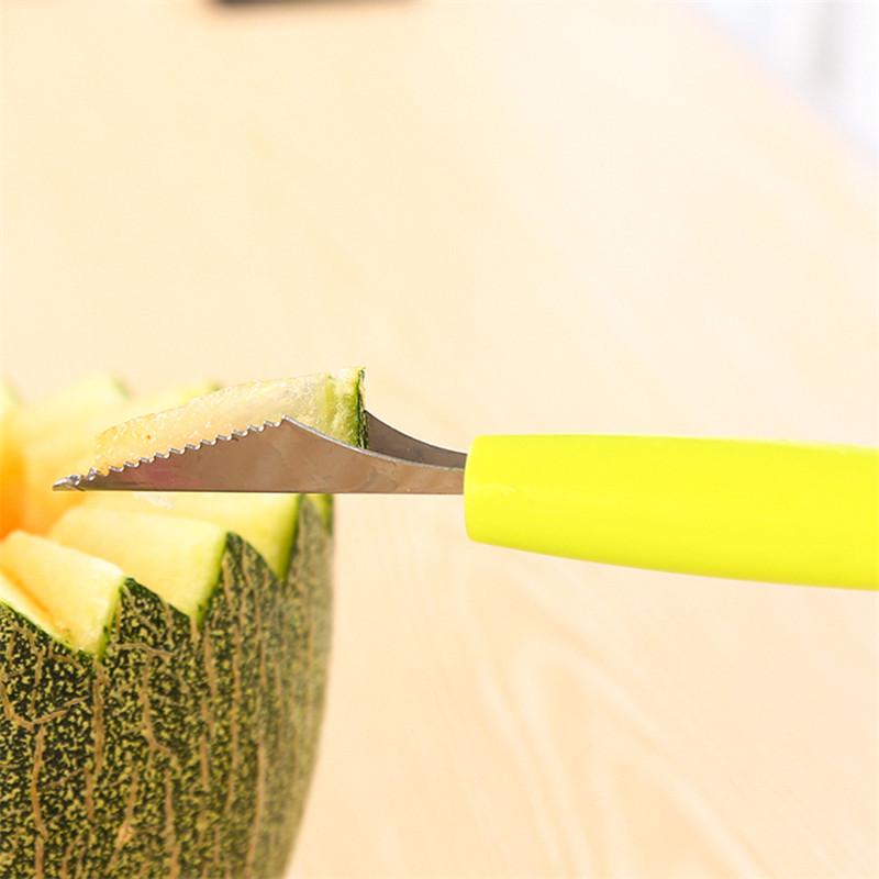 2in1 Dual Head Stainless Steel Fruit Ball Carving Knife Digging Spoon IceCream Platter Kitchen Tool
