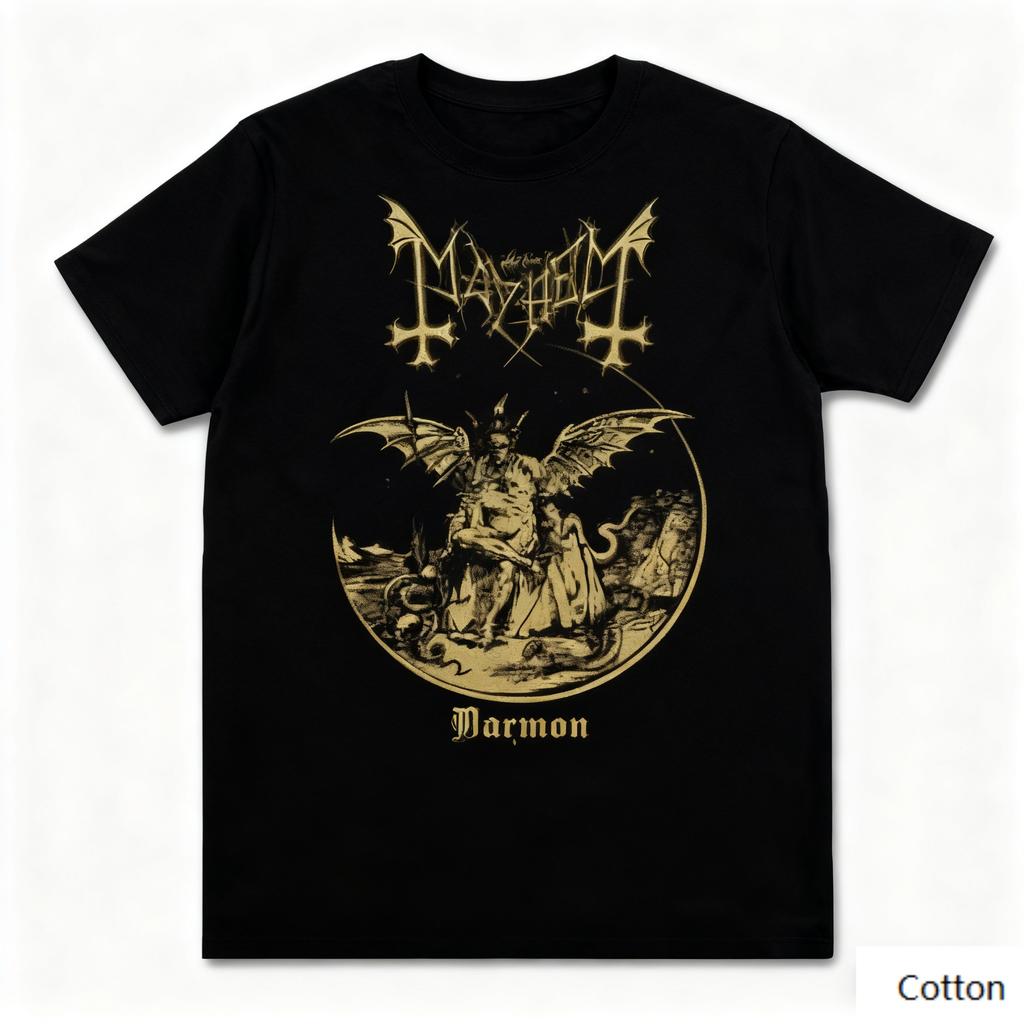 Dunkles Metall - Gothic - Themen T-Shirt mit Rundhalsausschnitt, das ein unverwechselbares dunkelgothisches Design zeigt, Marke Reine Baumwolle Streetwear