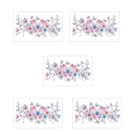 5 Sheets Colorful Butterfly Flower Tattoo Stickers, Waterproof Temporary Body Art, Hypoallergenic Floral Chest Back Decals for Women Girls