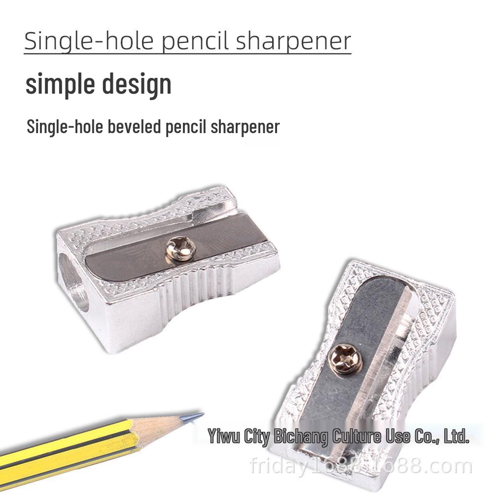 Creative Dual-Hole Beveled Edge Aluminum Pencil Sharpener for Students