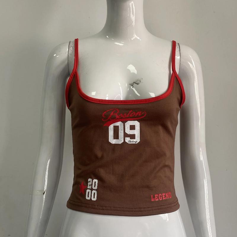 European and American Y2K digital printed sports vest