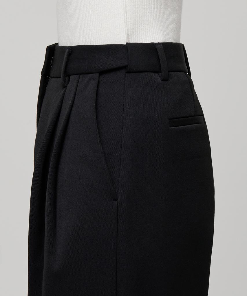 MUSINSA STANDARD WOMAN Women'S Heavyweight Fleece-Lined High-Waisted Wide Hidden Elastic Waist Slacks [Black]