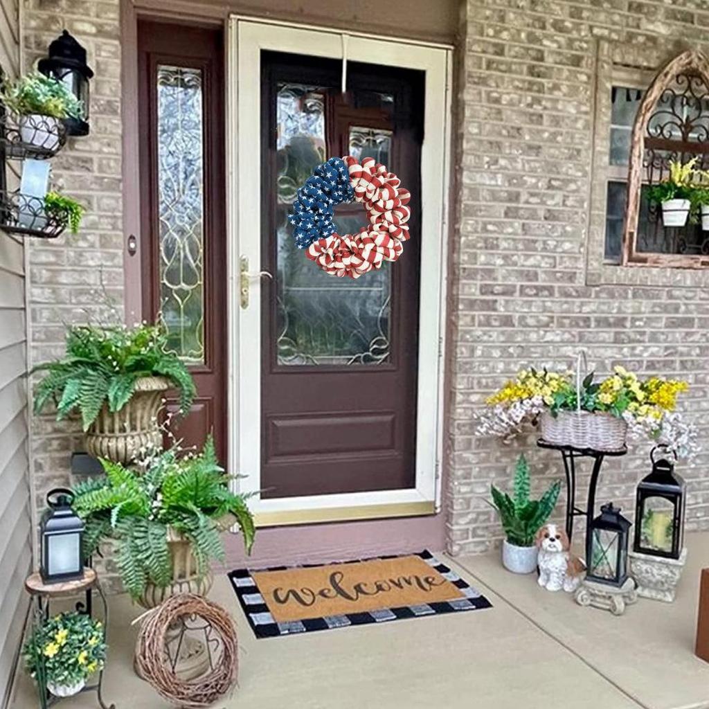 Red White Blue Burlap Wreath for July 4th and Memorial Day