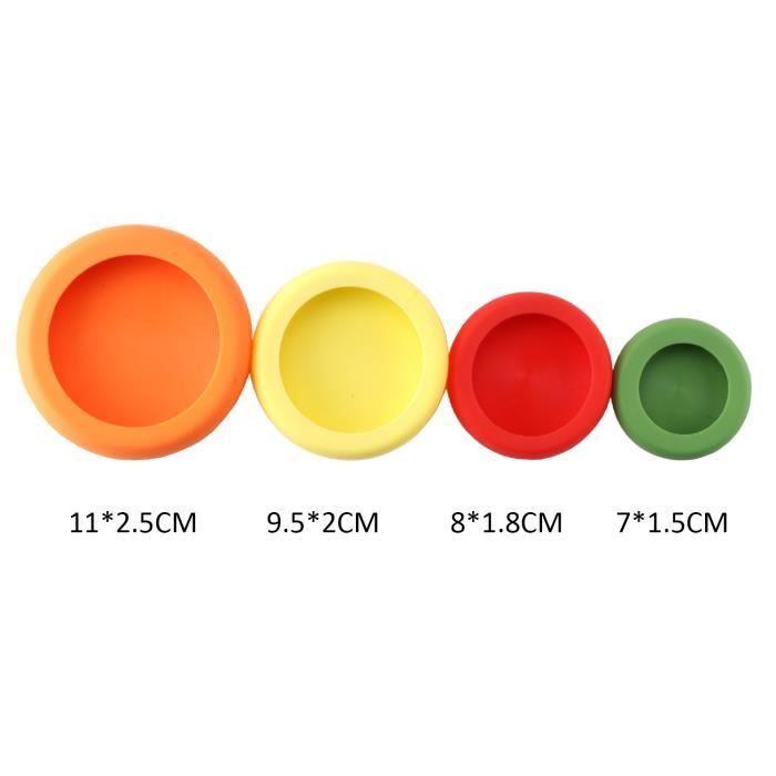 Set of 4 Silicone Food Lids Vegetable Fruit Covers Preservation Tool Kitchen Accessories