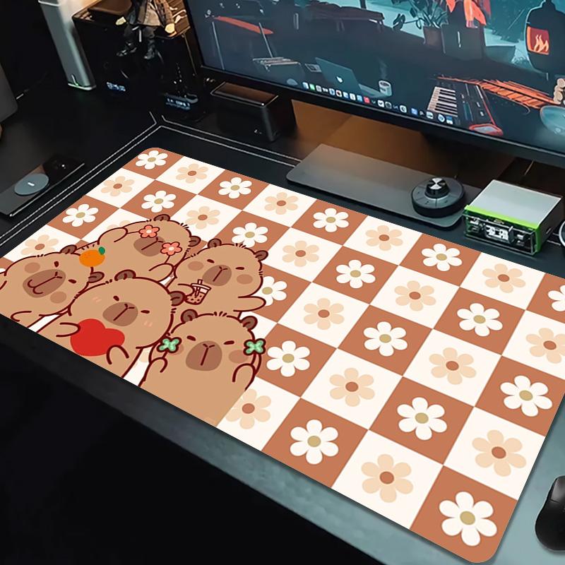 Capybara Cartoon Farbige Mauspads Große Gaming Tischunterlage Rutschfeste Laptop Tablet Große Mauspads XXL Matte Mini PC Spielmatte Mit Verriegeltem Rand