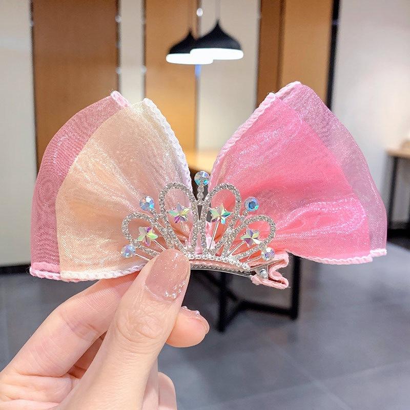 Girl Bow Hairpin Crown Hairpin Cute Three-Dimensional Mesh Hairpin