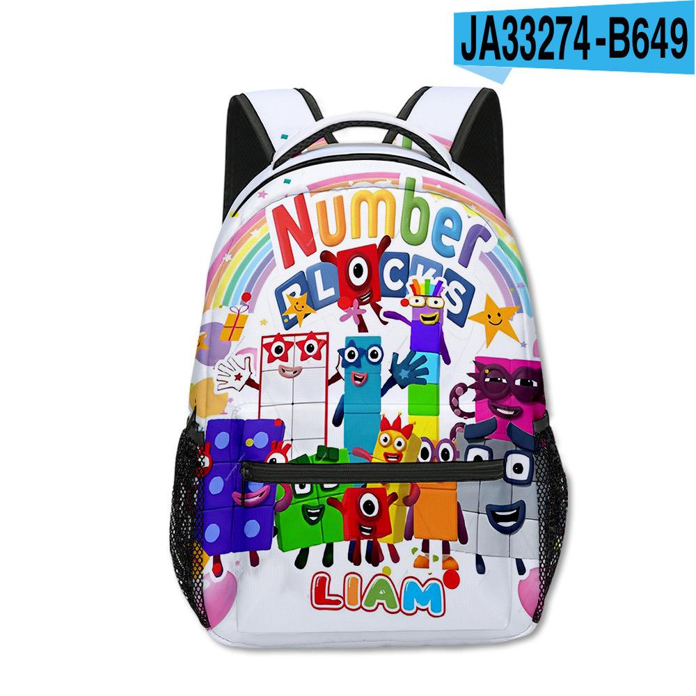 Bloques de Construcción Digitales Numberblocks Escuela Primaria y Secundaria Mochilas Escolares Mochilas Infantiles Mochilas con Estampado Digital Completo