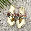 Women's Color Block Flat Slide Sandals, Square Toe Patent Leather Comfort One-Strap Slippers for Women