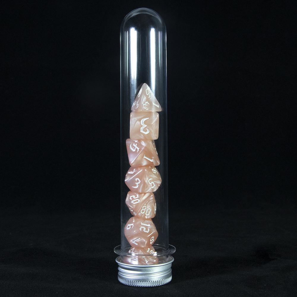 7pcs Polyhedral Marble Dice Set with Tube for Dnd Rpg Role Playing Funny Party Board Game