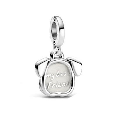 Genuine 925 Sterling Silver Cute My Friend Pet Dog Dangle Charm O Pendant Fit Original Bracelet Jewelry Gift