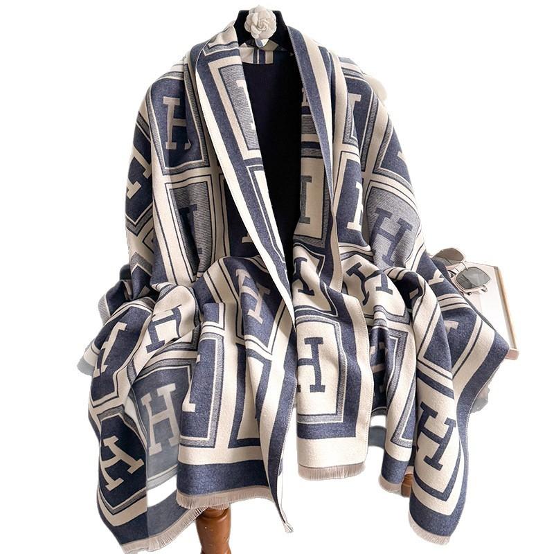 New letter H autumn and winter imitation cashmere scarf women's fashion atmosphere thickened warm scarf shawl