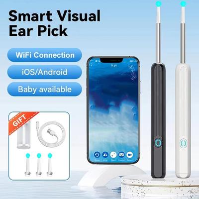 Cucchiaio per la pulizia dell'orecchio visivo intelligente WiFi wireless Ricarica USB Set per la pulizia dell'orecchio Fotocamera per endoscopio Rimozione cerume per telefoni Android iOS