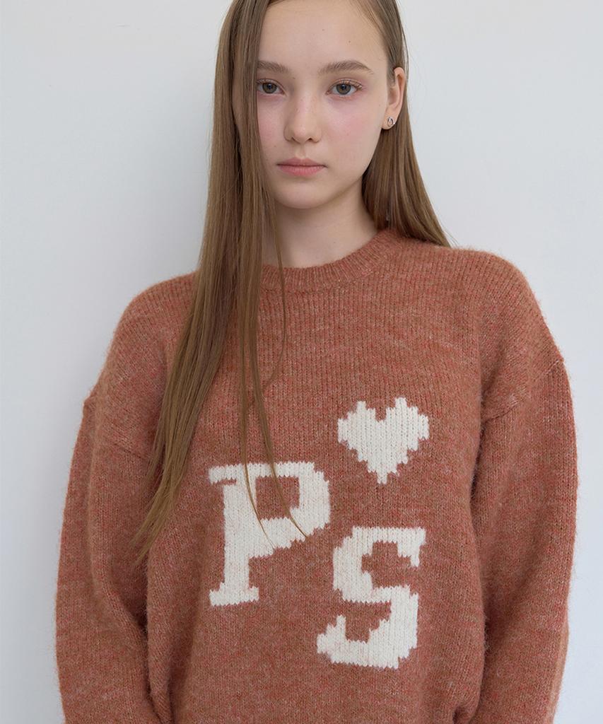 PISCESS Hairy Jacquard Sweater_Orange