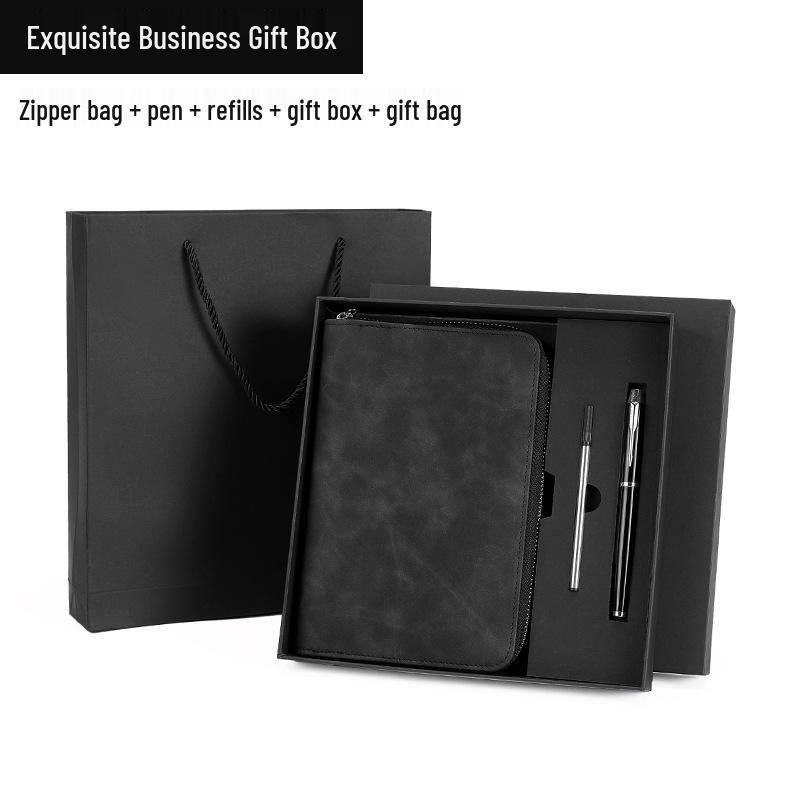 Custom Business Notebook with Zipper Bag - Multifunctional A6/B5 Notepad & Manager Folder