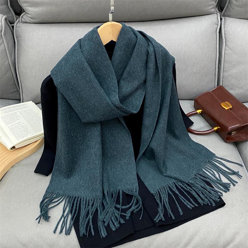 Luxury  Design Solid Cashmere Scarf For Women Winter Pashmina Blanket Lady Warm Thicken Shawl Wrap Tassel Echarpe Poncho