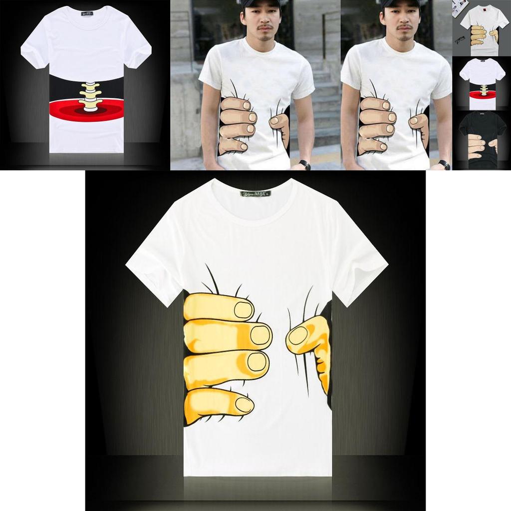 New Men's Fashion 3d Printed T-shirt With Funny Big Hand Short Sleeve Tee**