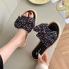 Slippers Women's Summer Fashion Versatile Bow One-word Outdoor Non-slip Beach Sandals