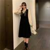 French Retro Temperament Slim Dress Muse Fan Doll Collar Belt First Love Platycodon Dress Fashion Hepburn Style