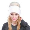 Winter Lady Hat Knitted Thick Stretchy Plush Ball Decor Solid Color Ear Warm Daily Wear Cap Outdoor Skiing Skating He