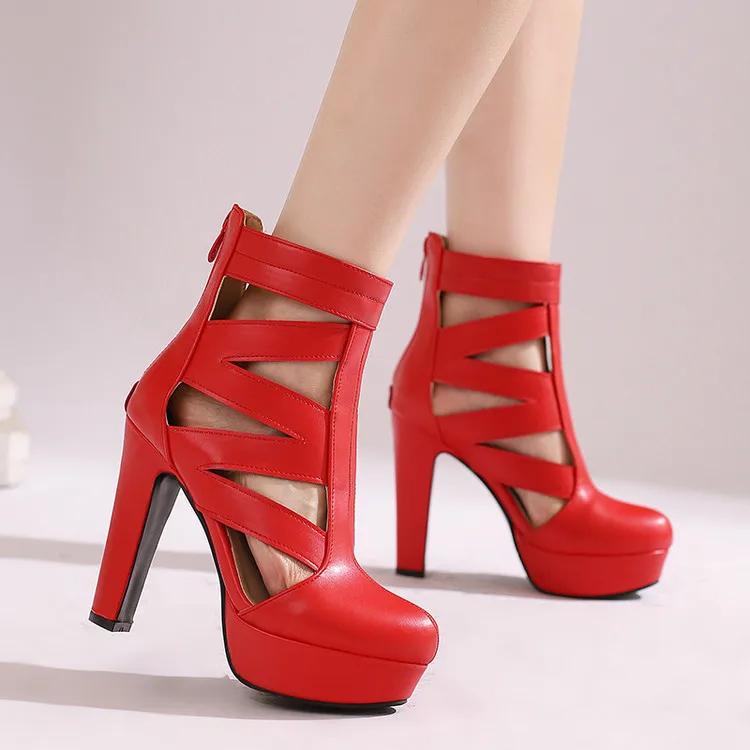 2026 Summer Platform Women's Sandals Exquisite Hollow Design High Heels Zipper Back Party Date Sandals