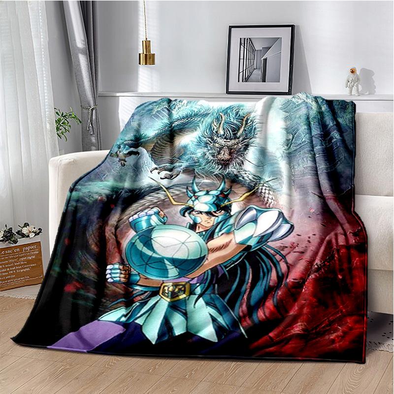 3D Retro Saint Seiya Anime Cartoon Blanket,Soft Throw Blanket for Home Bedroom Bed Sofa Picnic Travel Office Cover Blanket Kids
