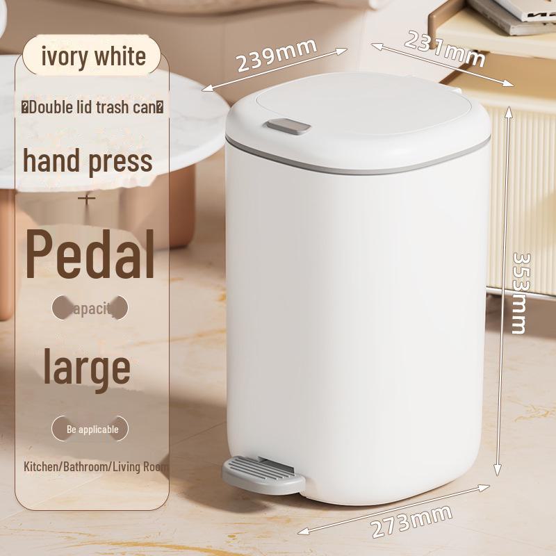 

«Современный мусорный бак с педалью двойного открывания: Стильная мусорная корзина с откидной крышкой для дома и спальни.