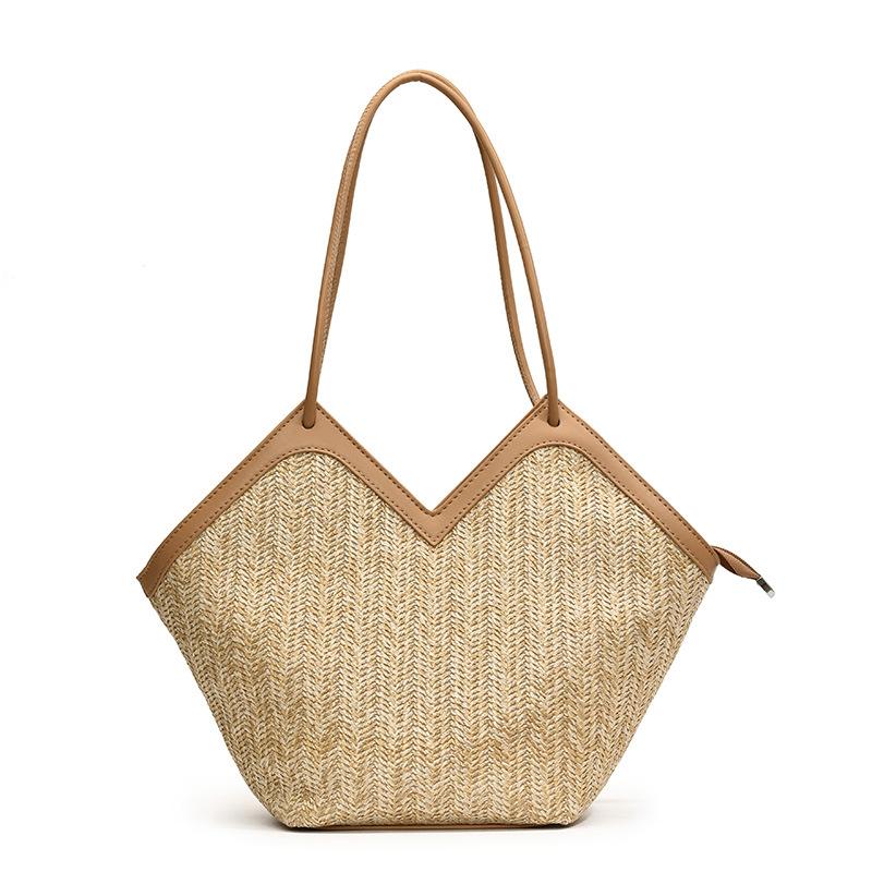 Spring and Summer Niche Straw Woven Bag Women's New Handbag Tote Bucket Bag Versatile Shoulder Armpit Bag