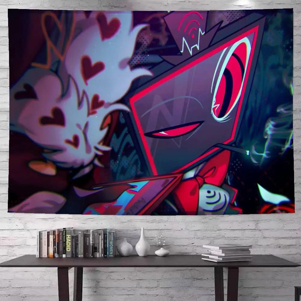 Anime Vox Tapestry H Hazbin H Hotel TV Head Devil Printing Tapestry Teen Boy Room Dormitory Game Room Decoration