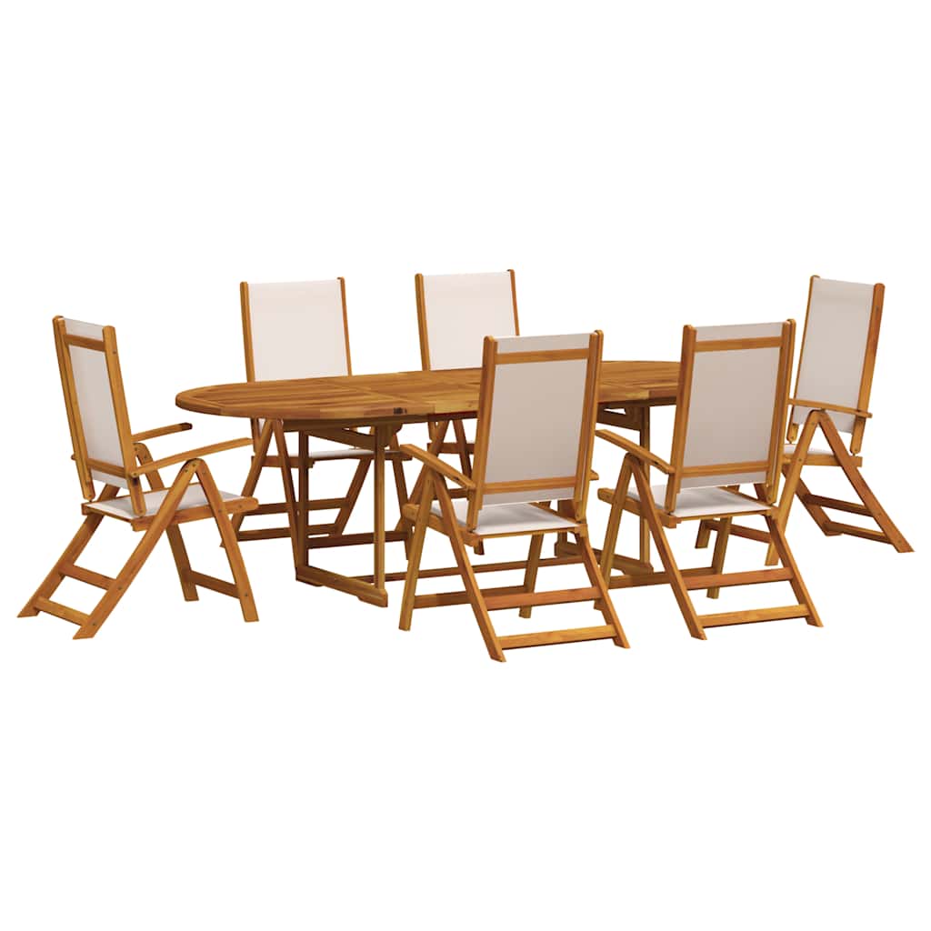 Vidaxl 7-Cz. Garden Furniture Set, Solid Acacia Wood and Textilene