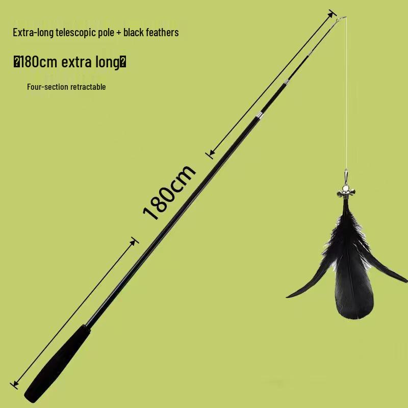 Retractable Cat Teaser Wand: 1.8m Interactive Fishing Pole with Bite-Resistant Feather & Bell Toy