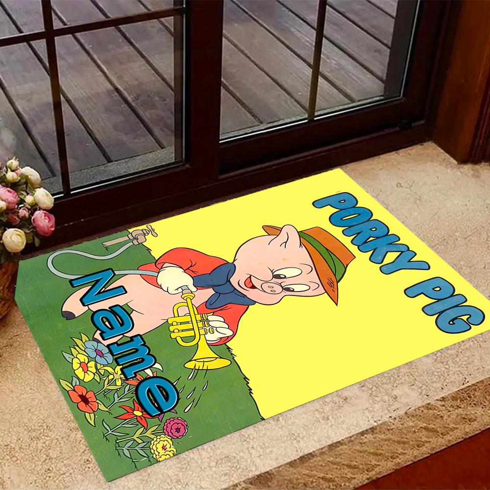 Looney Bold Bugs Bunny Artwork Customizable Name Floor Rug Office Rug Design for Bedrooms Living Rooms Playrooms Game Room Anti-slip Rug Anime Office