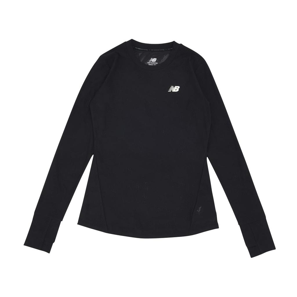 Long Sleeve Q Speed Jacquard Short Long Sleeve WT33282 BK S [New Balance] T-Shirt T-Shirt Women's (Black)