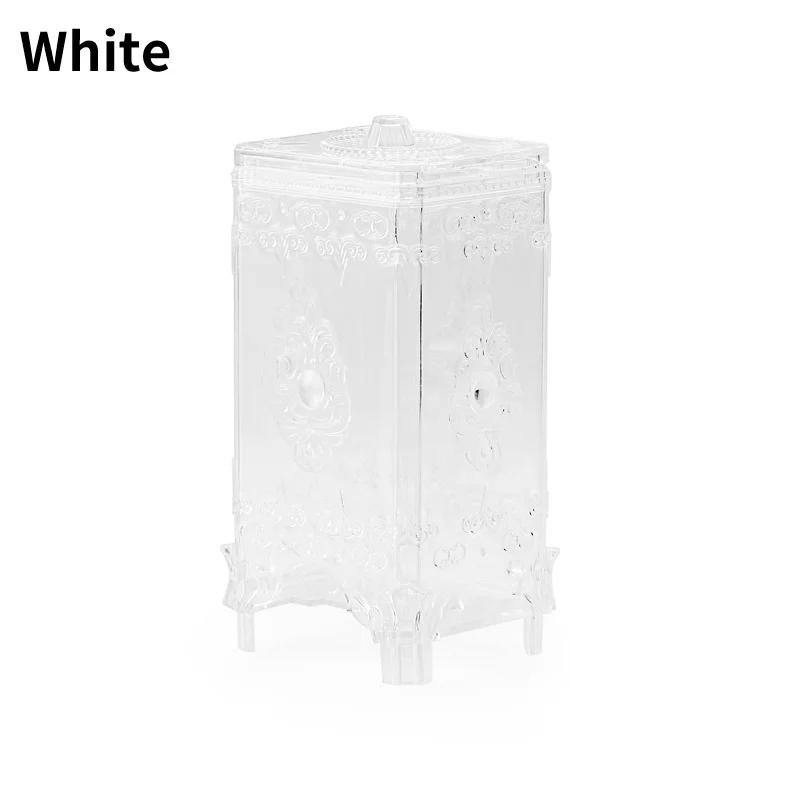 

1Pcs Desktop Cotton Pad Storage Box Plastic Transparent Creative European Cosmetics білий