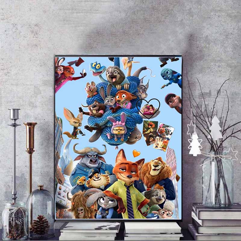 Disney 5D DIY Diamond Painting Zootopia Main Character Illustrations Embroidered Mosaic Cross Stitch Home Decor Gifts Crafts
