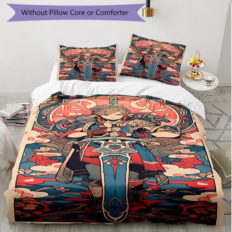 3pcs Duvet Cover Set (1*Duvet Cover + 2*Pillowcase, Without Core), The Legend of Zelda Print Soft All‑Season Bedding Set, Home Bedroom Decor Gift