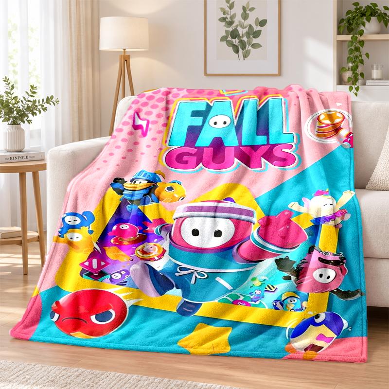 Fall Guys Flannel Throw Blanket Soft Warm Cozy For Sofa Bed Indoor Home Bedroom Use