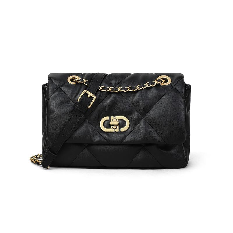 New Autumn and Winter Genuine Leather Women's Bag Diamond Square Bag Large Capacity Chain Bag Crossbody Bag