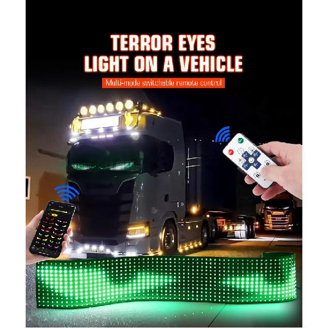 New APP Control  LED Truck Car Devil Eye Light Scrolling Pixel Panel For Board Windshield Free Custom Text 12V 24V 120/150/200cm