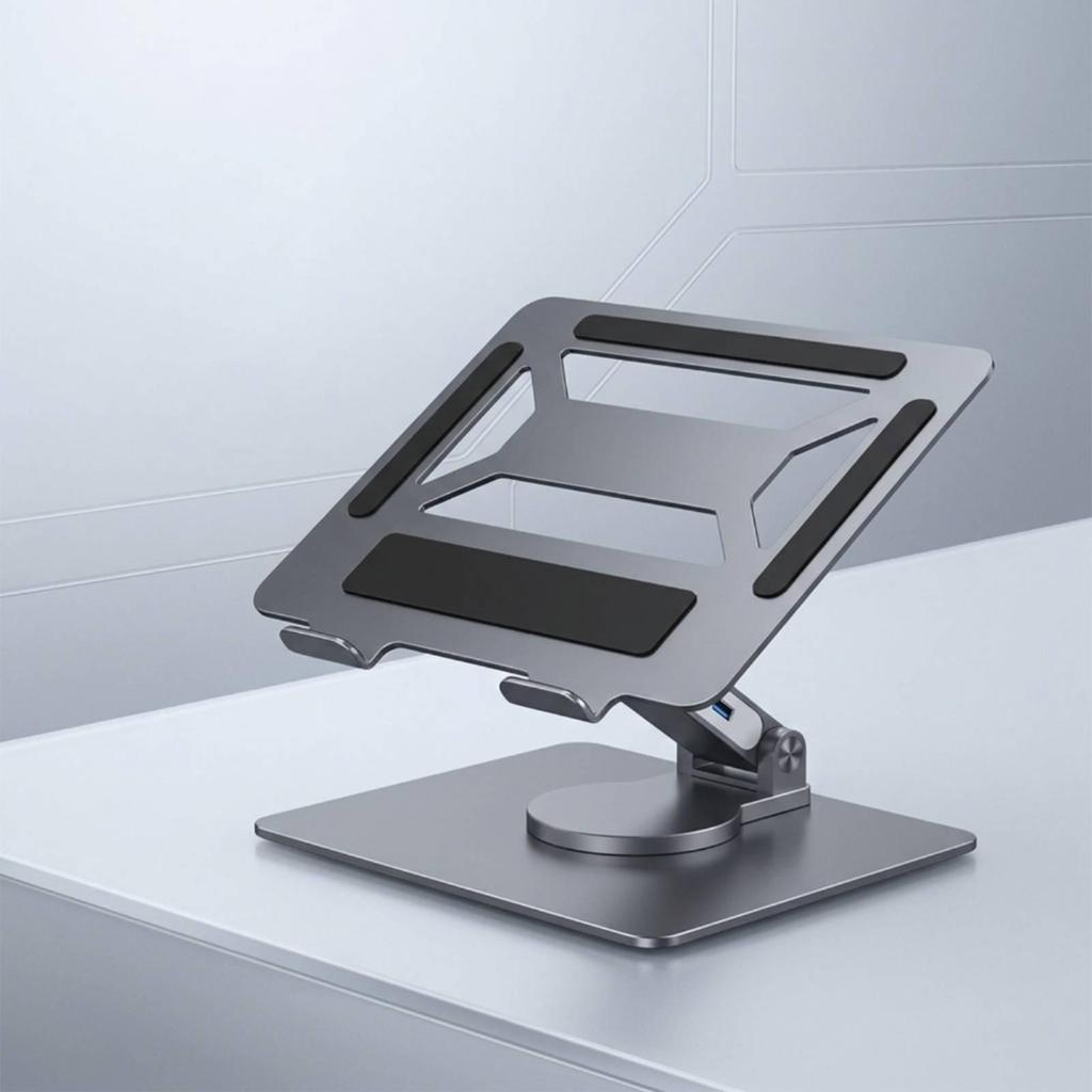 Laptop Stand with Docking Station Adjustable Riser Rotating Base Swivel Notebook