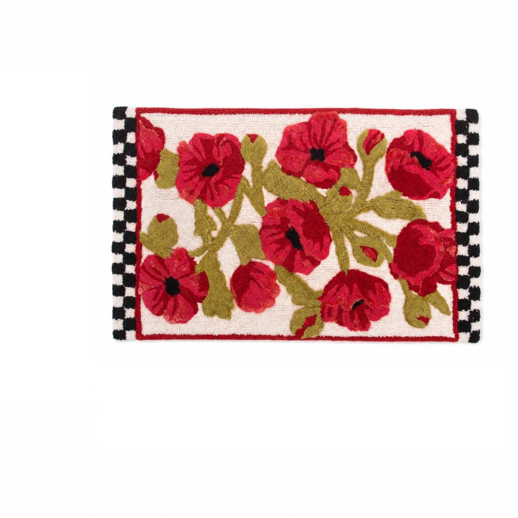 Non- Absorbent Doormat with Cute Design, Faux Wool Irregular Shape for Entryway and Bathroom, 4060cm, Flower 6