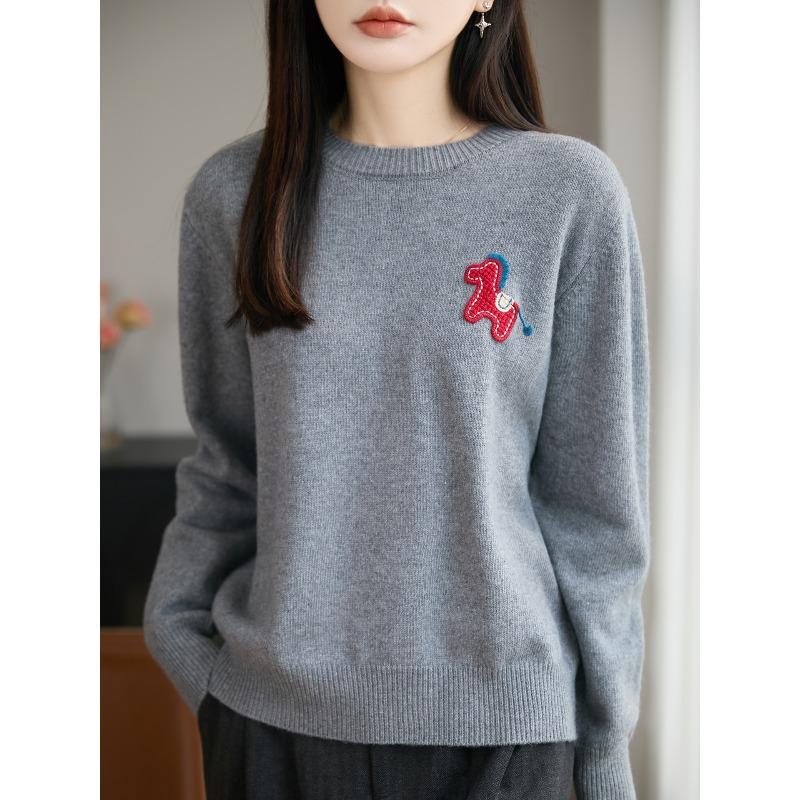 Knitted Sweater, Women's Loose-fitting Casual Top, Inner Layer Base Shirt, Thick and Warm Pure Color Blouse